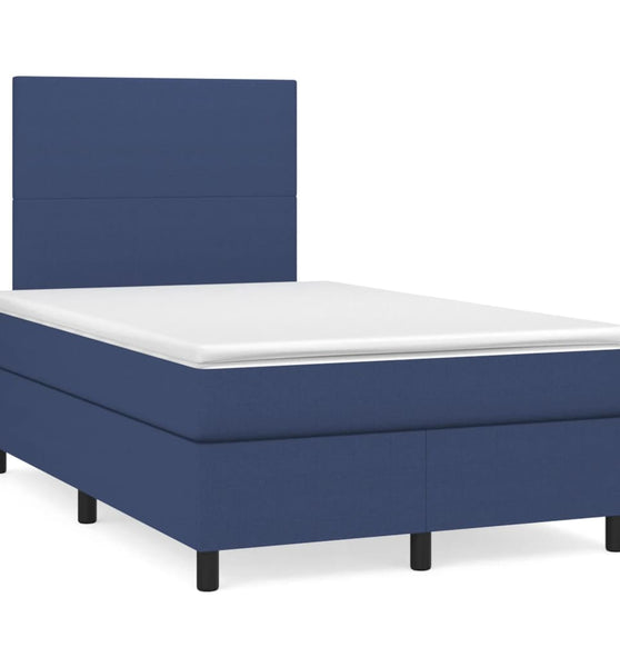 Boxspringbett mit Matratze Blau 120x190 cm Stoff