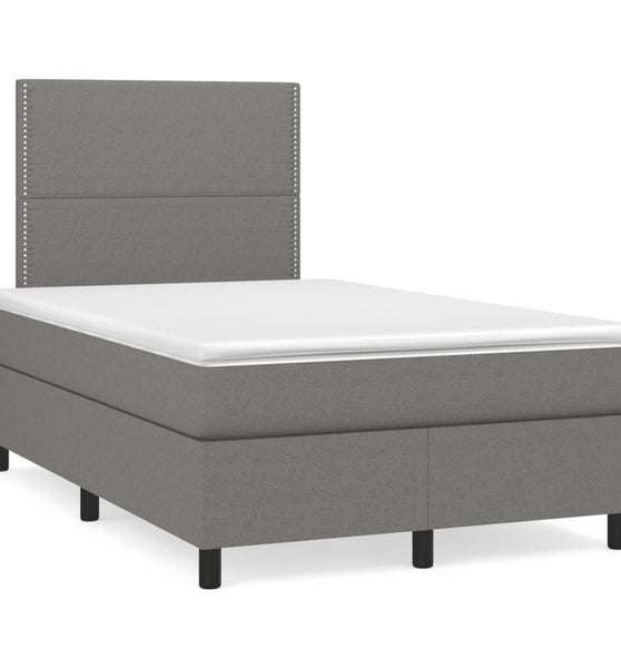 Boxspringbett mit Matratze Dunkelgrau 120x190 cm Stoff