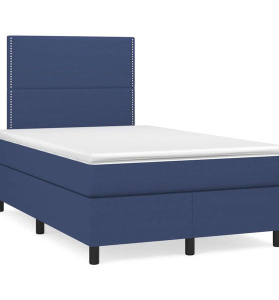 Boxspringbett mit Matratze Blau 120x190 cm Stoff