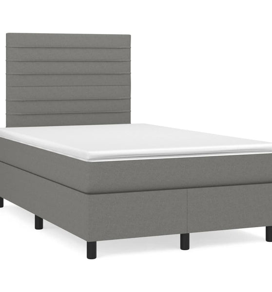 Boxspringbett mit Matratze Dunkelgrau 120x190 cm Stoff