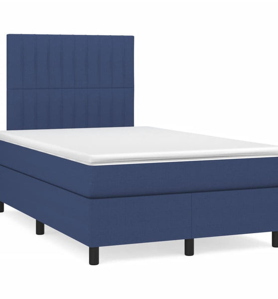 Boxspringbett mit Matratze Blau 120x190 cm Stoff