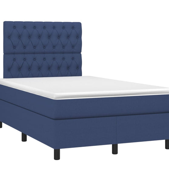 Boxspringbett mit Matratze Blau 120x190 cm Stoff