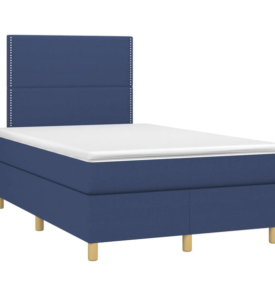 Boxspringbett mit Matratze Blau 120x190 cm Stoff