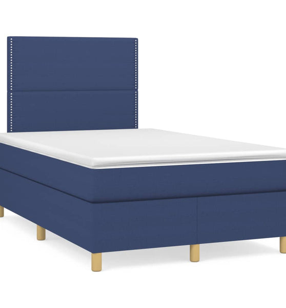 Boxspringbett mit Matratze Blau 120x190 cm Stoff