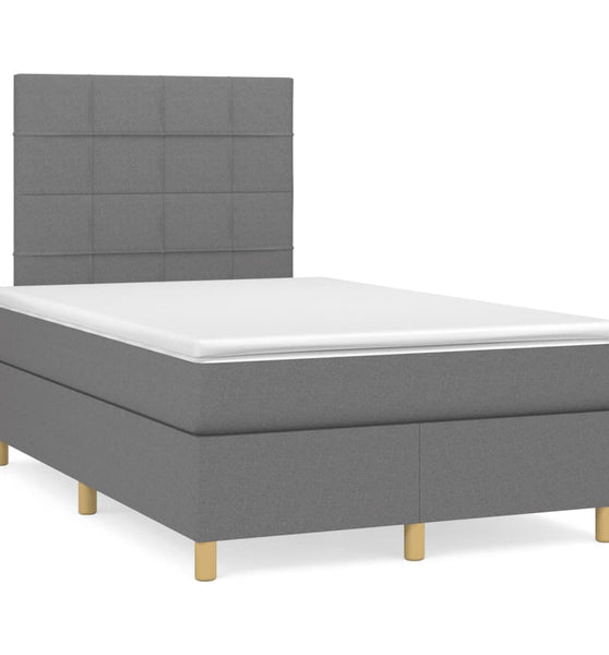 Boxspringbett mit Matratze Dunkelgrau 120x190 cm Stoff