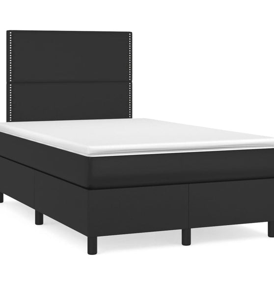 Boxspringbett mit Matratze Schwarz 120x190 cm Kunstleder