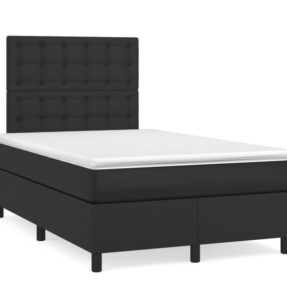 Boxspringbett mit Matratze Schwarz 120x190 cm Kunstleder