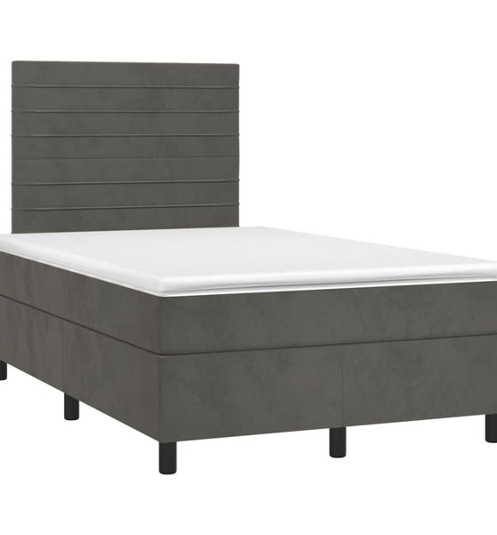 Boxspringbett mit Matratze Dunkelgrau 120x190 cm Samt