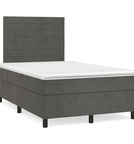 Boxspringbett mit Matratze Dunkelgrau 120x190 cm Samt