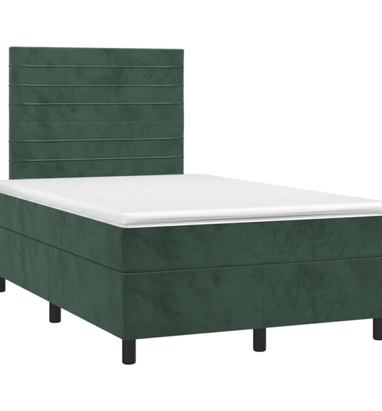 Boxspringbett mit Matratze Dunkelgrün 120x190 cm Samt