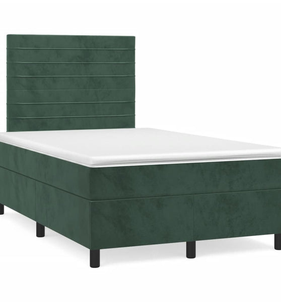 Boxspringbett mit Matratze Dunkelgrün 120x190 cm Samt