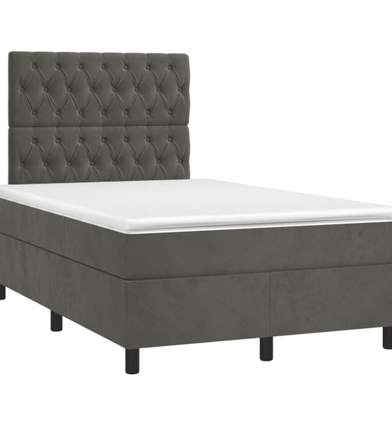 Boxspringbett mit Matratze Dunkelgrau 120x190 cm Samt