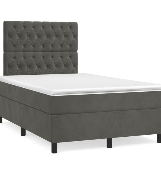 Boxspringbett mit Matratze Dunkelgrau 120x190 cm Samt