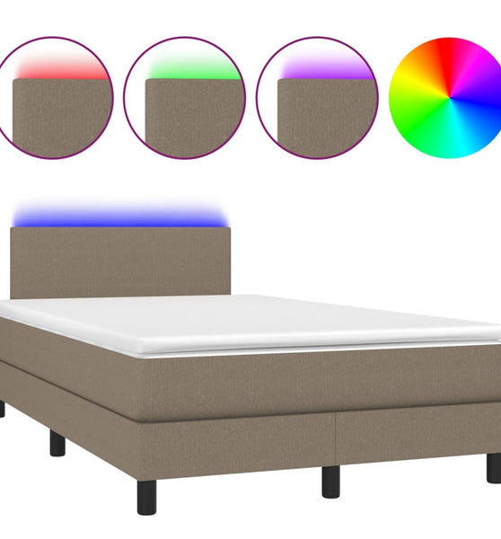 Boxspringbett mit Matratze & LED Taupe 120x190 cm Stoff