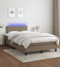 Boxspringbett mit Matratze & LED Taupe 120x190 cm Stoff