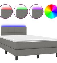 Boxspringbett mit Matratze & LED Dunkelgrau 120x190 cm Stoff