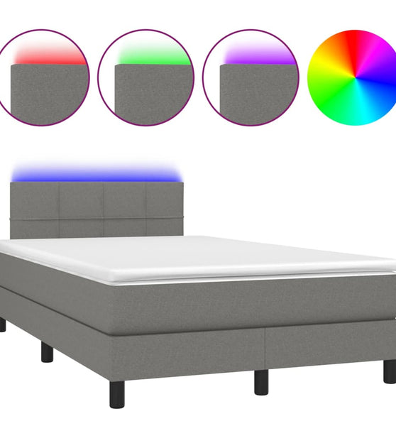 Boxspringbett mit Matratze & LED Dunkelgrau 120x190 cm Stoff