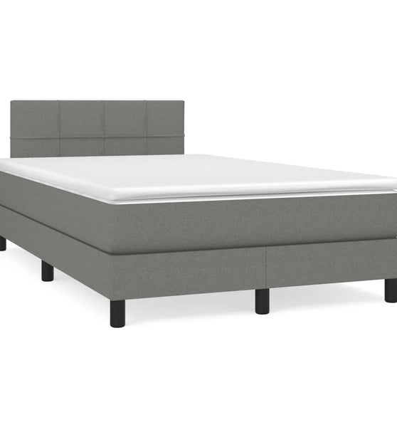 Boxspringbett mit Matratze & LED Dunkelgrau 120x190 cm Stoff