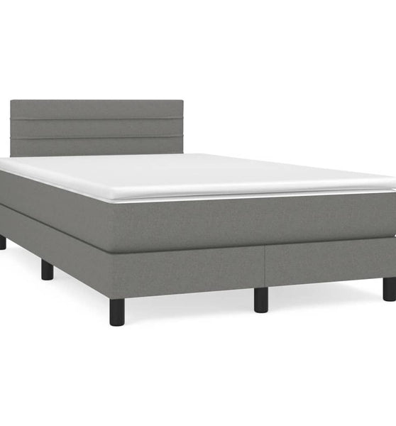 Boxspringbett mit Matratze & LED Dunkelgrau 120x190 cm Stoff