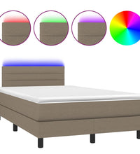 Boxspringbett mit Matratze & LED Taupe 120x190 cm Stoff