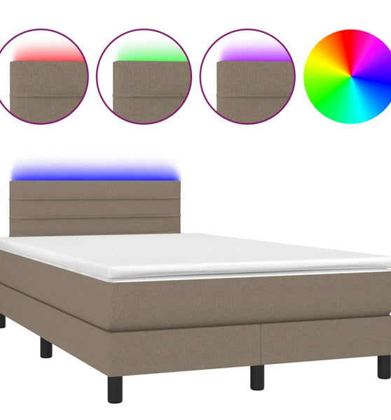 Boxspringbett mit Matratze & LED Taupe 120x190 cm Stoff