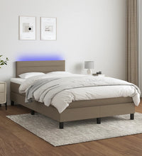 Boxspringbett mit Matratze & LED Taupe 120x190 cm Stoff