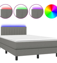 Boxspringbett mit Matratze & LED Dunkelgrau 120x190 cm Stoff