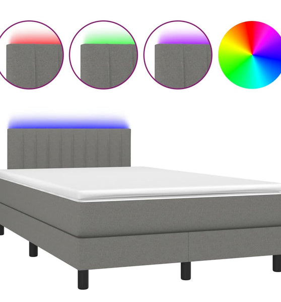 Boxspringbett mit Matratze & LED Dunkelgrau 120x190 cm Stoff