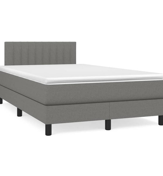 Boxspringbett mit Matratze & LED Dunkelgrau 120x190 cm Stoff