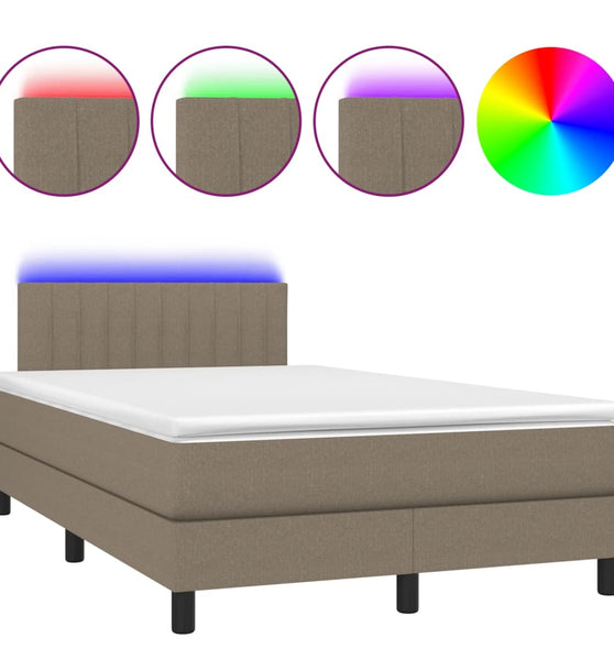 Boxspringbett mit Matratze & LED Taupe 120x190 cm Stoff