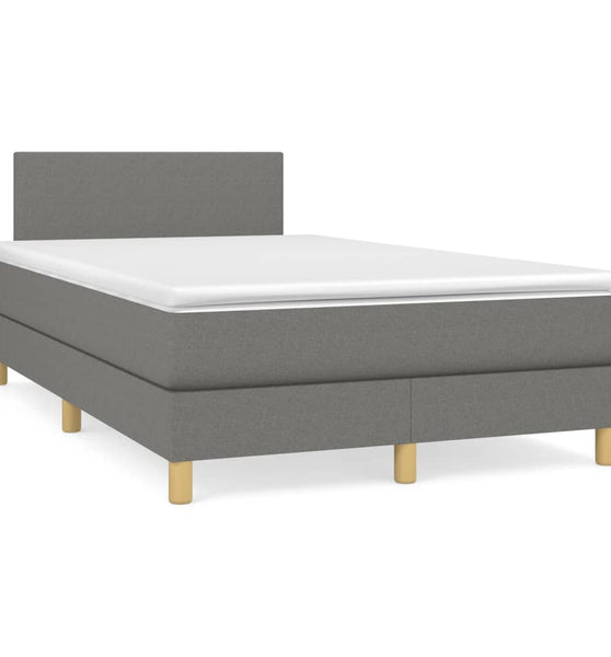 Boxspringbett mit Matratze & LED Dunkelgrau 120x190 cm Stoff