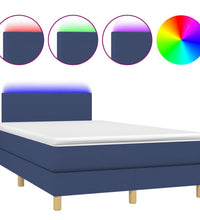 Boxspringbett mit Matratze & LED Blau 120x190 cm Stoff