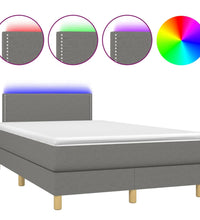 Boxspringbett mit Matratze & LED Dunkelgrau 120x190 cm Stoff