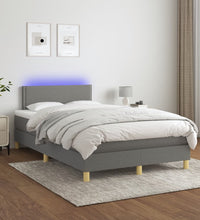 Boxspringbett mit Matratze & LED Dunkelgrau 120x190 cm Stoff