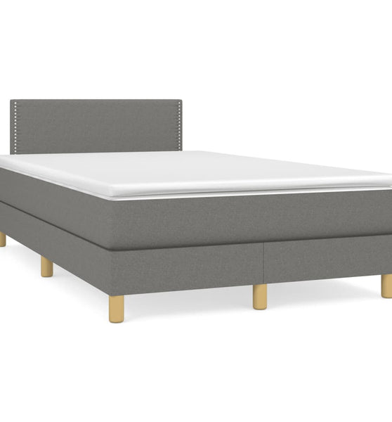 Boxspringbett mit Matratze & LED Dunkelgrau 120x190 cm Stoff