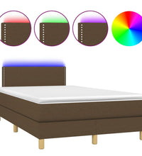 Boxspringbett mit Matratze & LED Dunkelbraun 120x190 cm Stoff