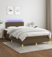 Boxspringbett mit Matratze & LED Dunkelbraun 120x190 cm Stoff