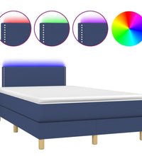 Boxspringbett mit Matratze & LED Blau 120x190 cm Stoff
