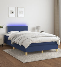 Boxspringbett mit Matratze & LED Blau 120x190 cm Stoff