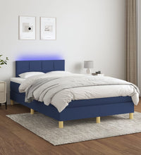Boxspringbett mit Matratze & LED Blau 120x190 cm Stoff