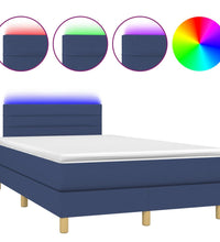 Boxspringbett mit Matratze & LED Blau 120x190 cm Stoff