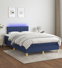 Boxspringbett mit Matratze & LED Blau 120x190 cm Stoff