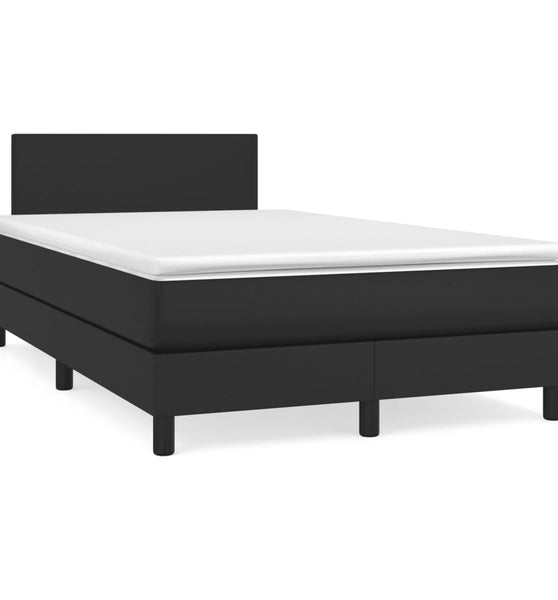 Boxspringbett mit Matratze & LED Schwarz 120x190 cm Kunstleder