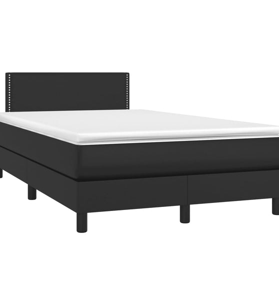 Boxspringbett mit Matratze & LED Schwarz 120x190 cm Kunstleder
