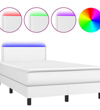 Boxspringbett mit Matratze & LED Weiß 120x190 cm Kunstleder