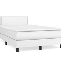 Boxspringbett mit Matratze & LED Weiß 120x190 cm Kunstleder