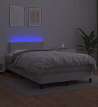Boxspringbett mit Matratze & LED Weiß 120x190 cm Kunstleder