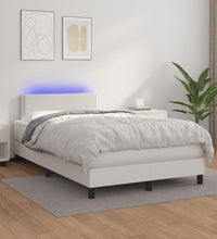 Boxspringbett mit Matratze & LED Weiß 120x190 cm Kunstleder