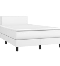 Boxspringbett mit Matratze & LED Weiß 120x190 cm Kunstleder