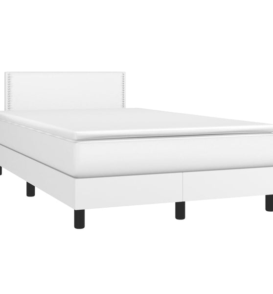 Boxspringbett mit Matratze & LED Weiß 120x190 cm Kunstleder